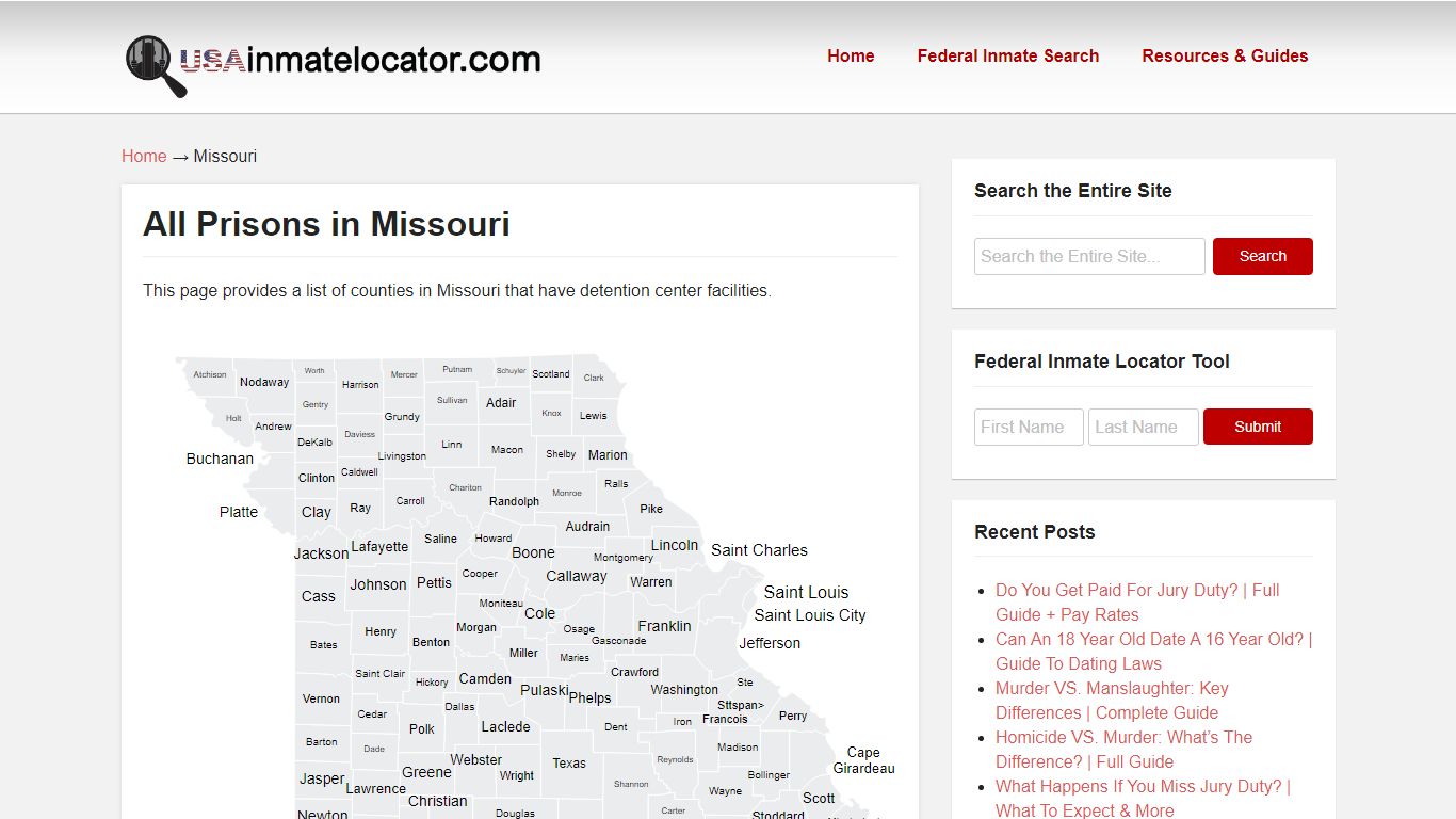Missouri Prisons & Jails Directory &124; USA Inmate Locator