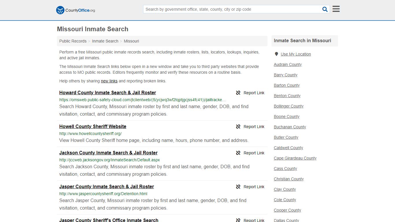 Inmate Search - Missouri (Inmate Rosters & Locators) - County Office